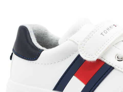 TOMMY HILFIGER Sneaker Bambina Strap Bande White Blue Red T1B4-30702 - Sandrini Calzature e Abbigliamento