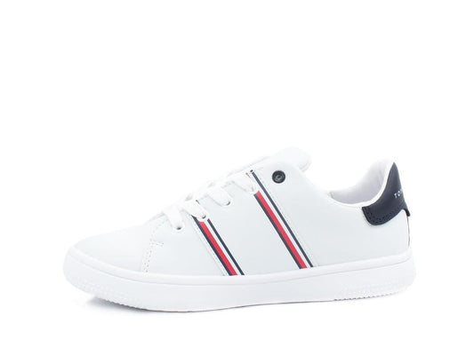 TOMMY HILFIGER Sneaker Bambino Lacci Logo Bande White Blu T3B4-31085 - Sandrini Calzature e Abbigliamento