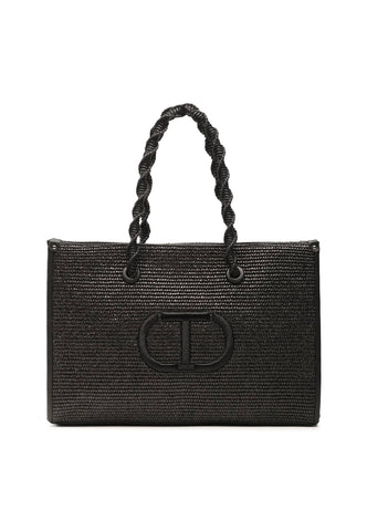 TWINSET Borsa Shopper Macramè Nero 231TD8400 - Sandrini Calzature e Abbigliamento