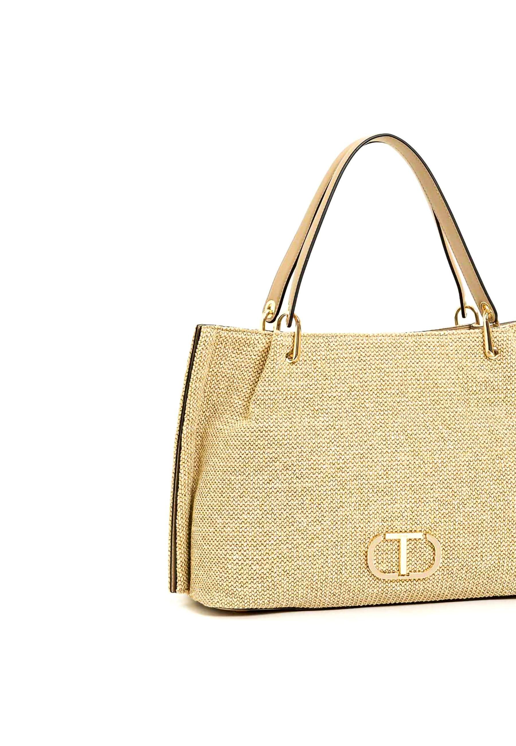 TWINSET Borsa Shopping Beige Canapa 231TD8382 - Sandrini Calzature e Abbigliamento