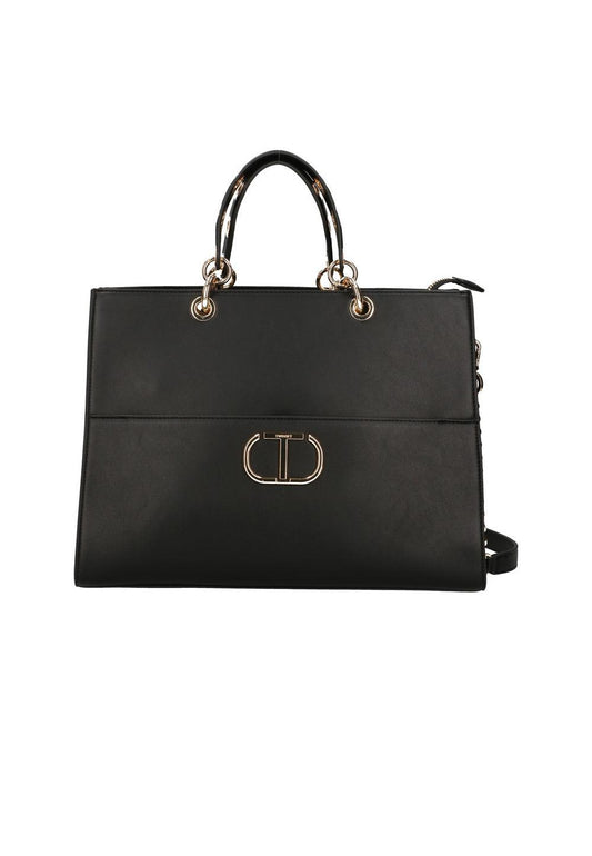 TWINSET Borsa Tote Logo Nero 222TD8220 - Sandrini Calzature e Abbigliamento