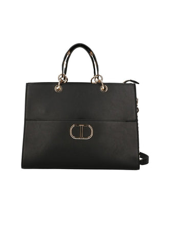 TWINSET Borsa Tote Logo Nero 222TD8220 - Sandrini Calzature e Abbigliamento