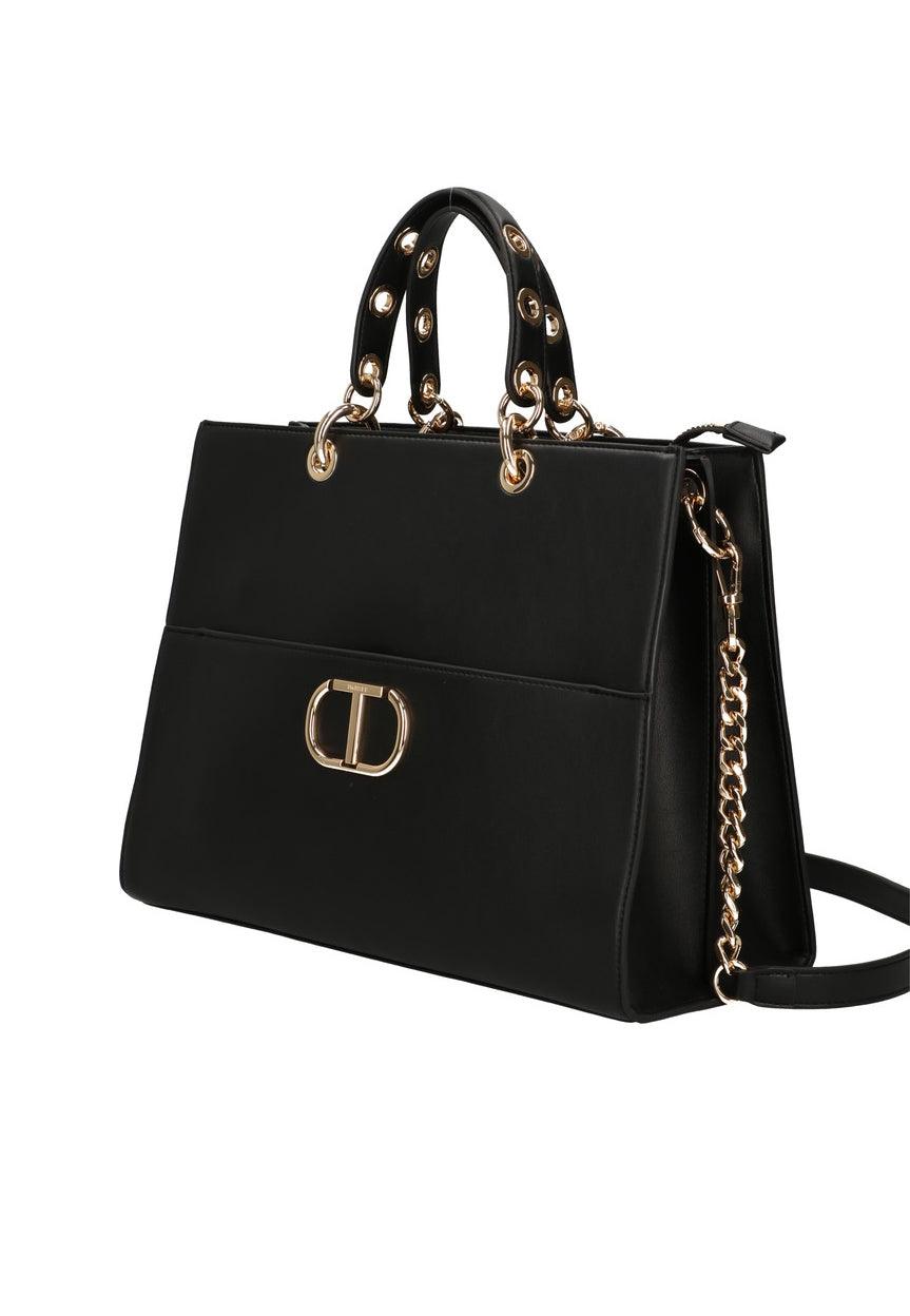 TWINSET Borsa Tote Logo Nero 222TD8220 - Sandrini Calzature e Abbigliamento