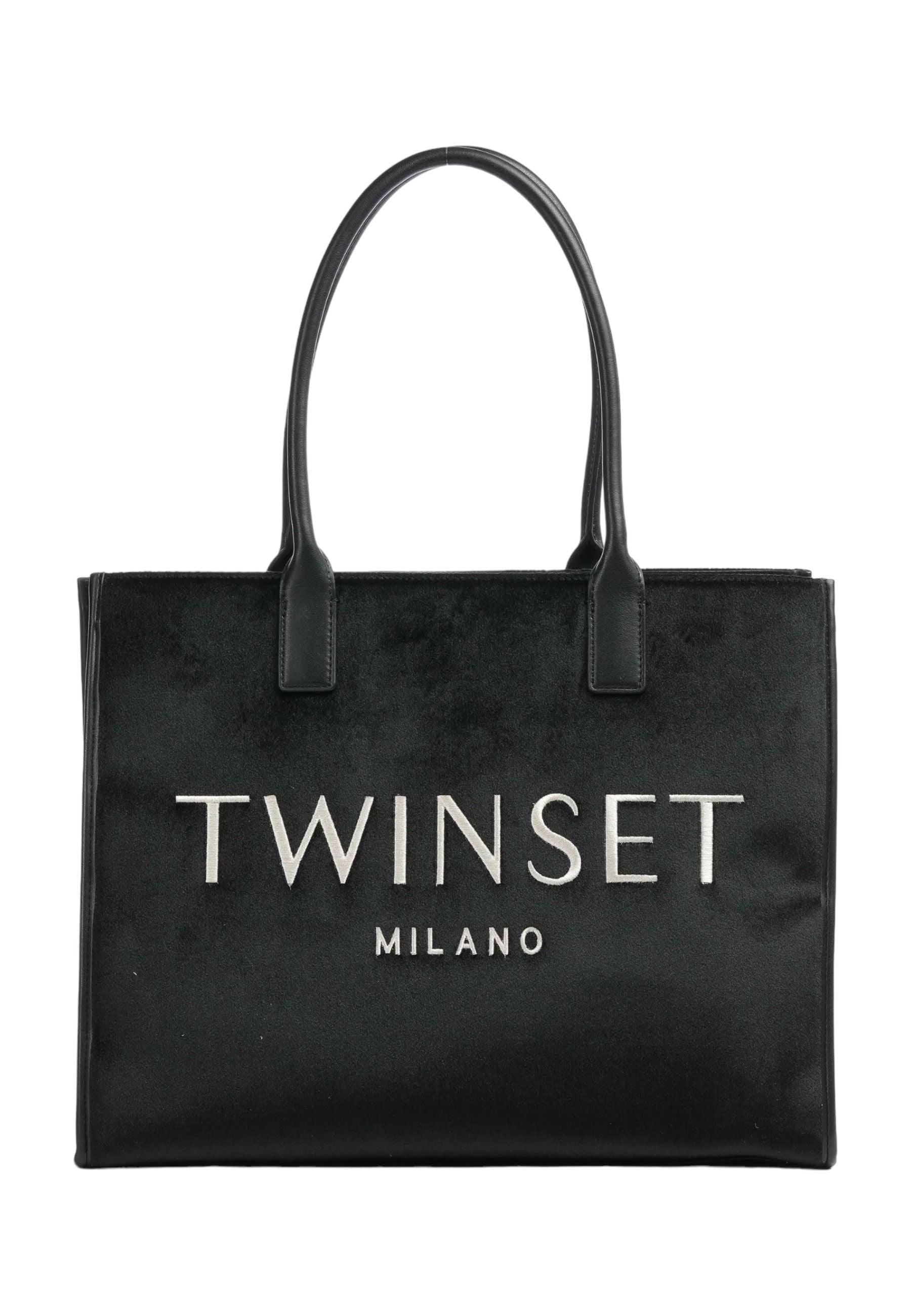 TWINSET Borsa Tote Logo Nero 232TB7360 - Sandrini Calzature e Abbigliamento