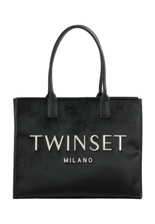 TWINSET Borsa Tote Logo Nero 232TB7360 - Sandrini Calzature e Abbigliamento