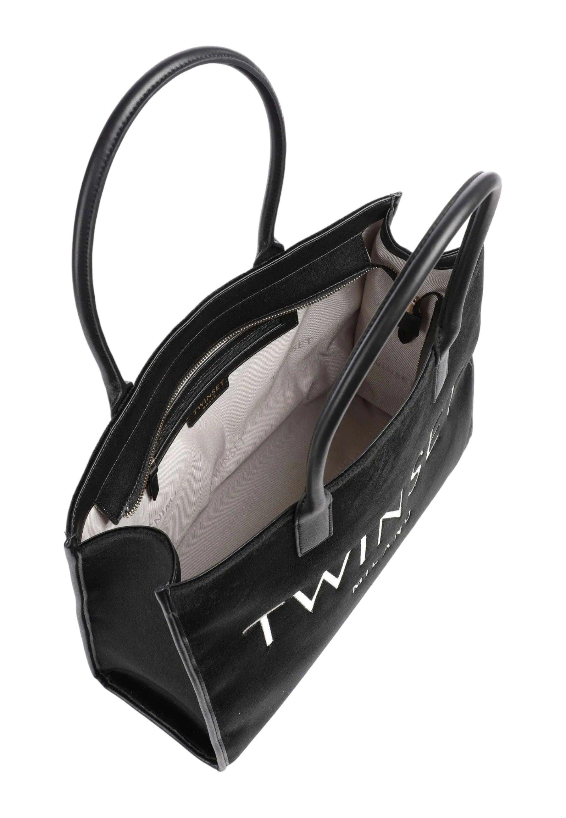 TWINSET Borsa Tote Logo Nero 232TB7360 - Sandrini Calzature e Abbigliamento