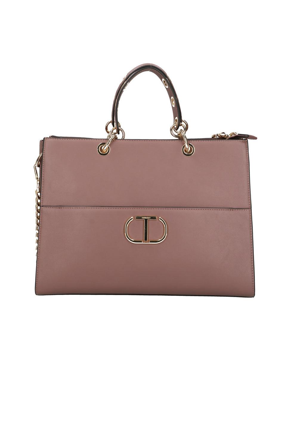 TWINSET Borsa Tote Logo Rosa Terra Del Deserto 222TD8220 - Sandrini Calzature e Abbigliamento