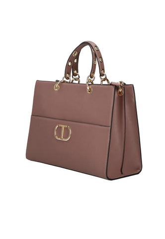 TWINSET Borsa Tote Logo Rosa Terra Del Deserto 222TD8220 - Sandrini Calzature e Abbigliamento