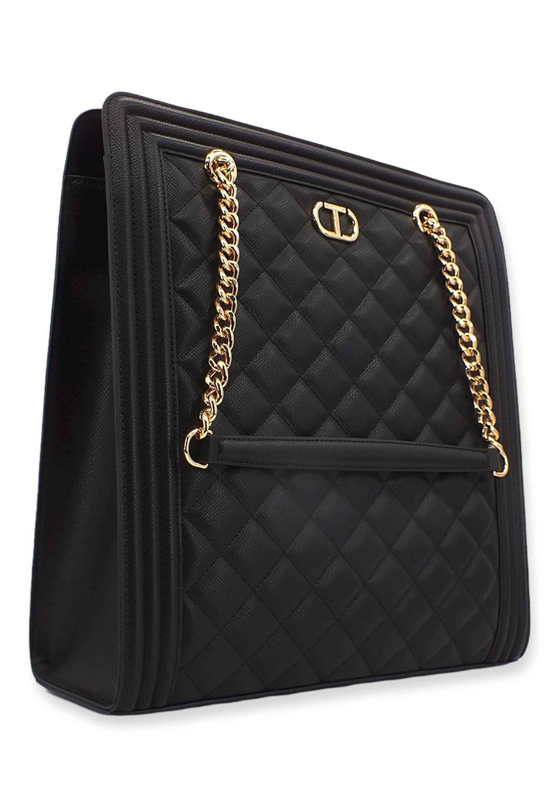 TWINSET Borsa Tote Quilted Nero 222TD8143 - Sandrini Calzature e Abbigliamento