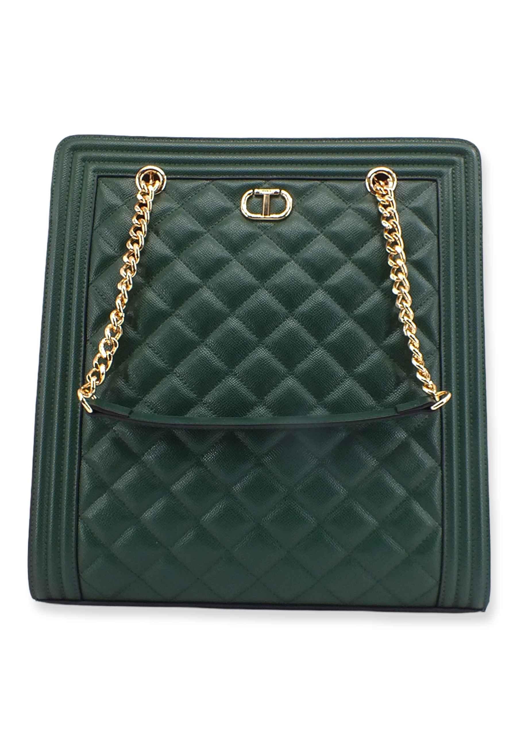 TWINSET Borsa Tote Quilted Verde 222TD8143 - Sandrini Calzature e Abbigliamento