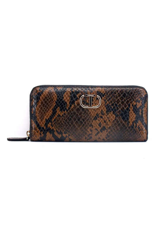 TWINSET Portafoglio Donna Python Cuoio Scuro 222TD8082 - Sandrini Calzature e Abbigliamento
