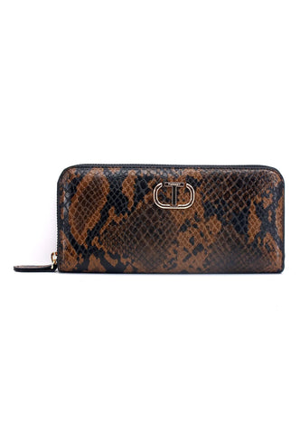 TWINSET Portafoglio Donna Python Cuoio Scuro 222TD8082 - Sandrini Calzature e Abbigliamento