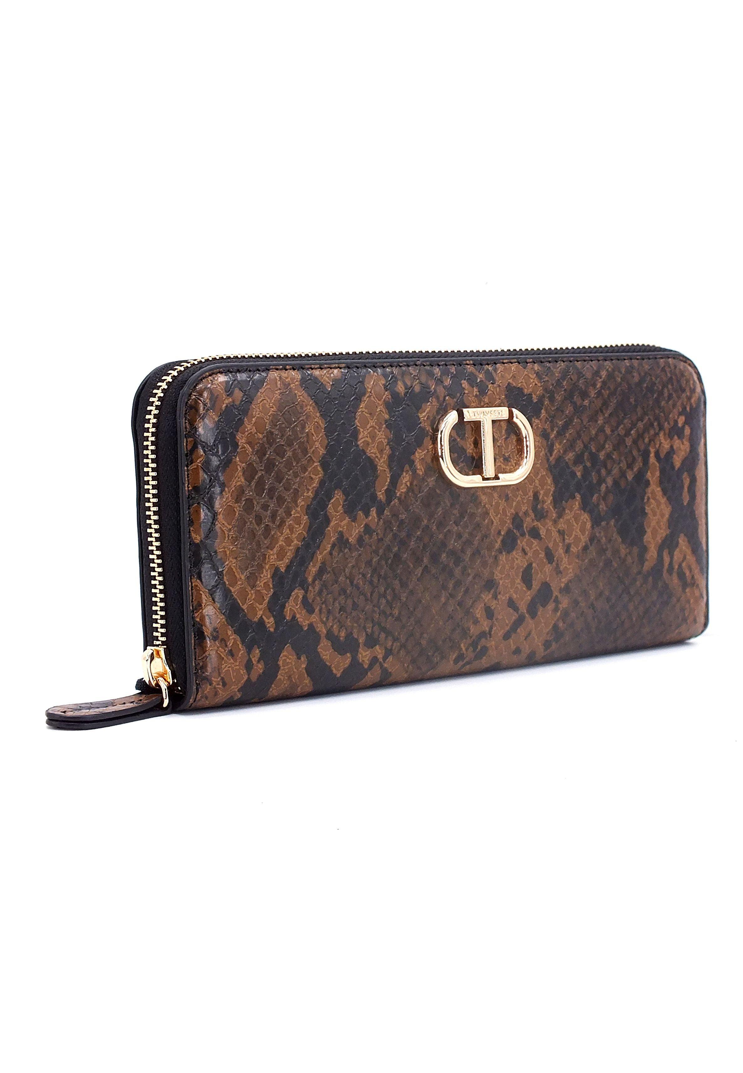 TWINSET Portafoglio Donna Python Cuoio Scuro 222TD8082 - Sandrini Calzature e Abbigliamento