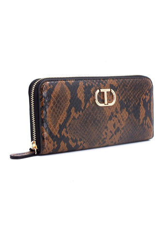 TWINSET Portafoglio Donna Python Cuoio Scuro 222TD8082 - Sandrini Calzature e Abbigliamento