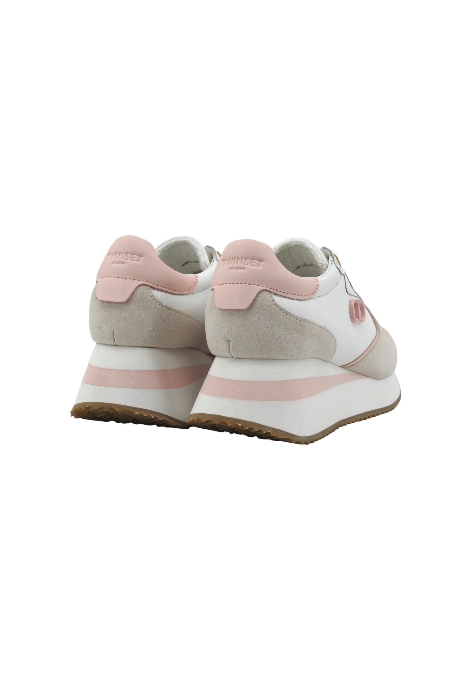 TWINSET Sneaker Donna Platform Bianco Ottico Cupcake Pink 241TC080 - Sandrini Calzature e Abbigliamento