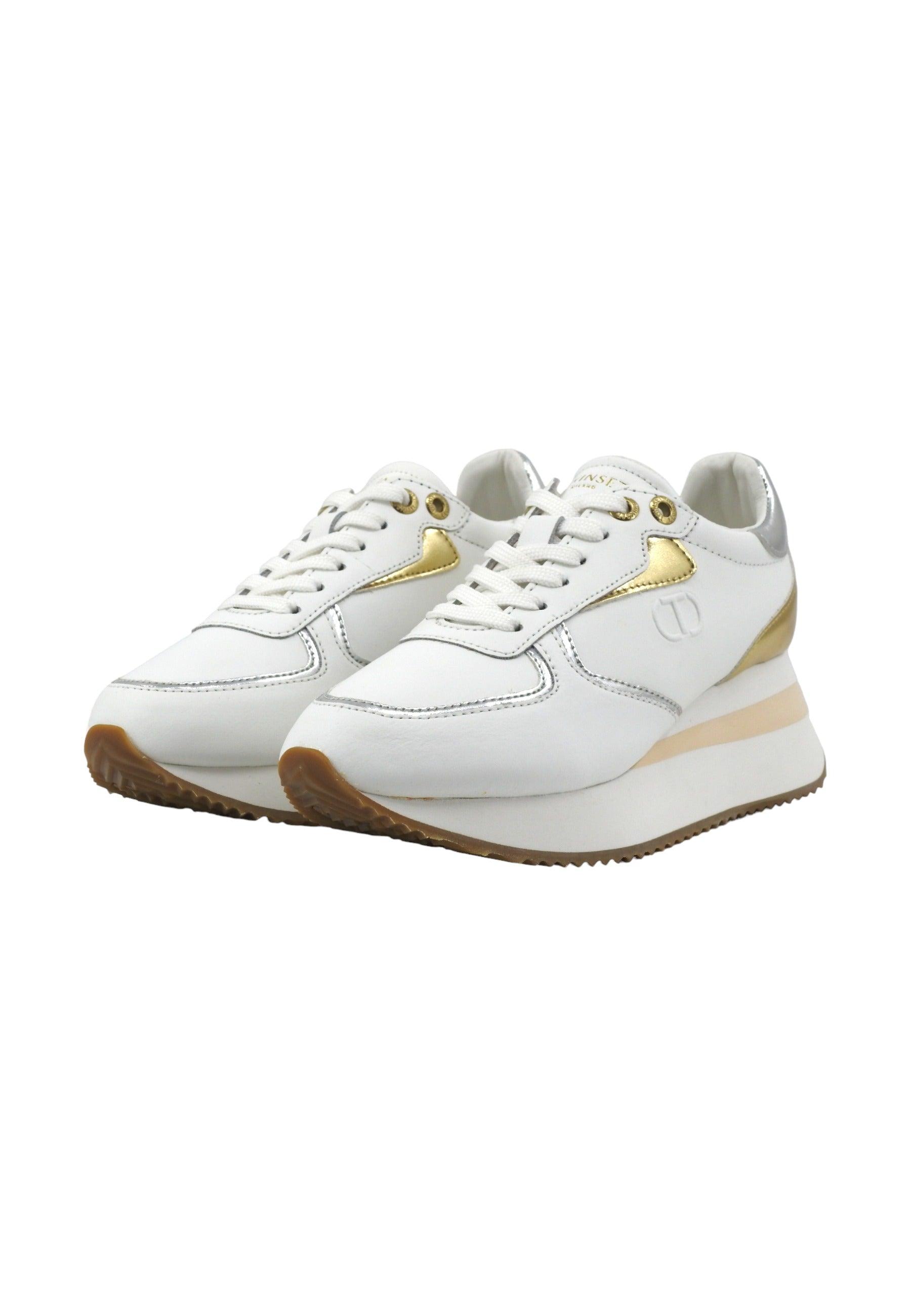 TWINSET Sneaker Donna Platform Multi Bianco Ottico Gold Silver 241TC080 - Sandrini Calzature e Abbigliamento