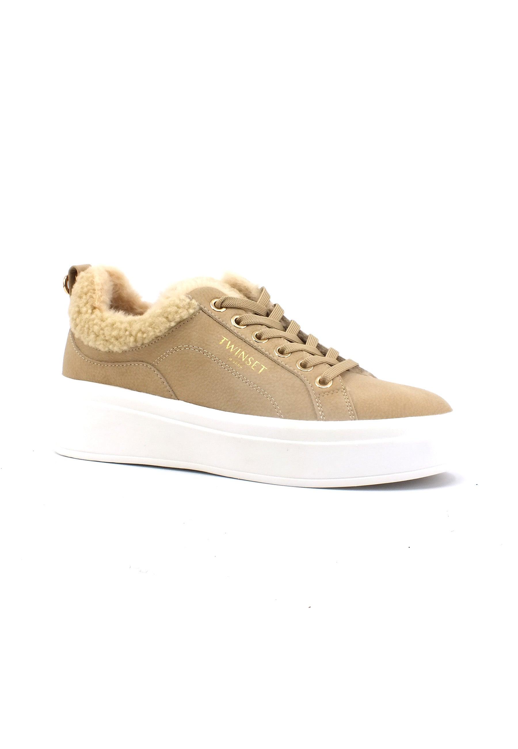 TWINSET Sneaker Pelo Donna Beige 232TCT200 - Sandrini Calzature e Abbigliamento