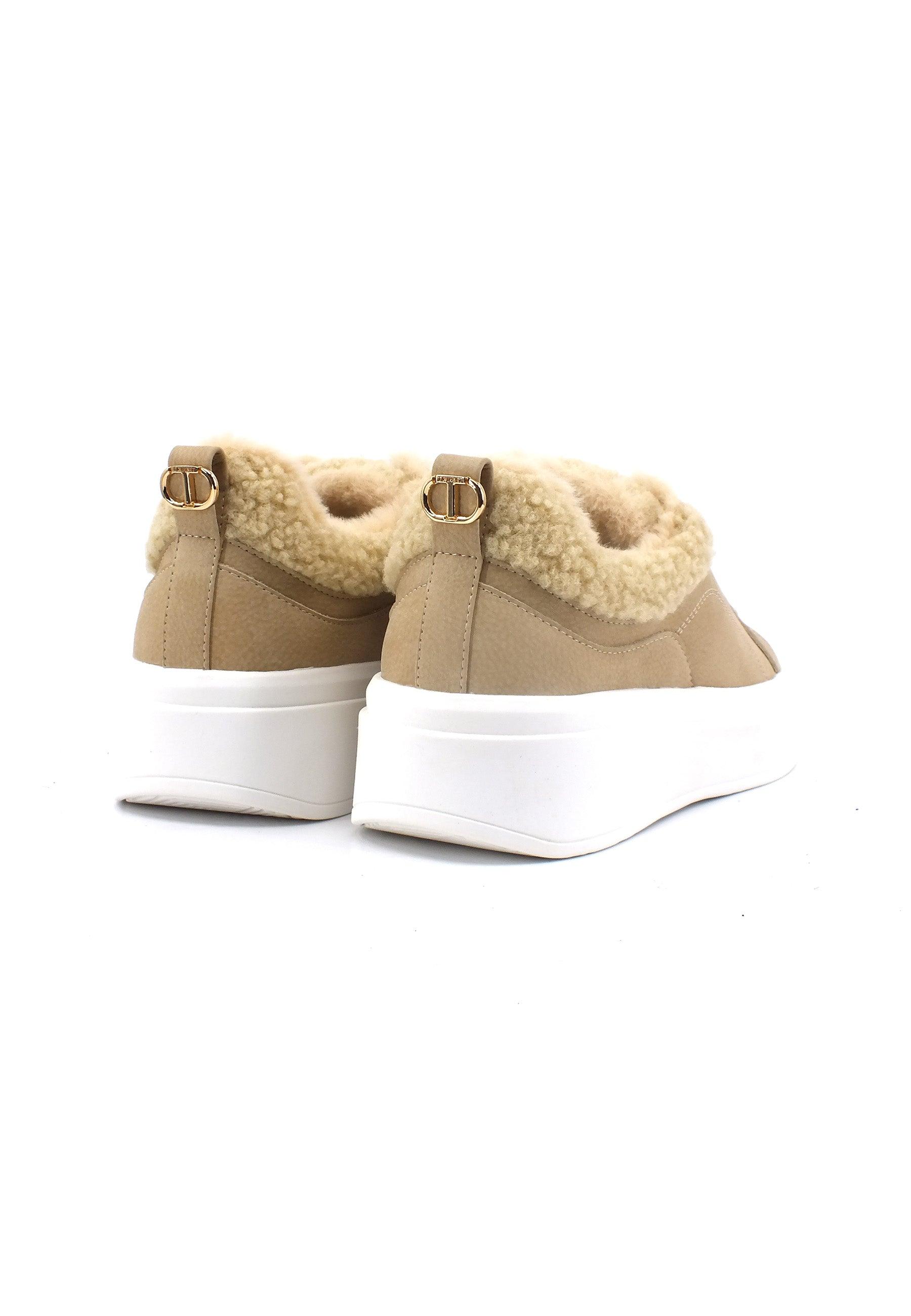 TWINSET Sneaker Pelo Donna Beige 232TCT200 - Sandrini Calzature e Abbigliamento