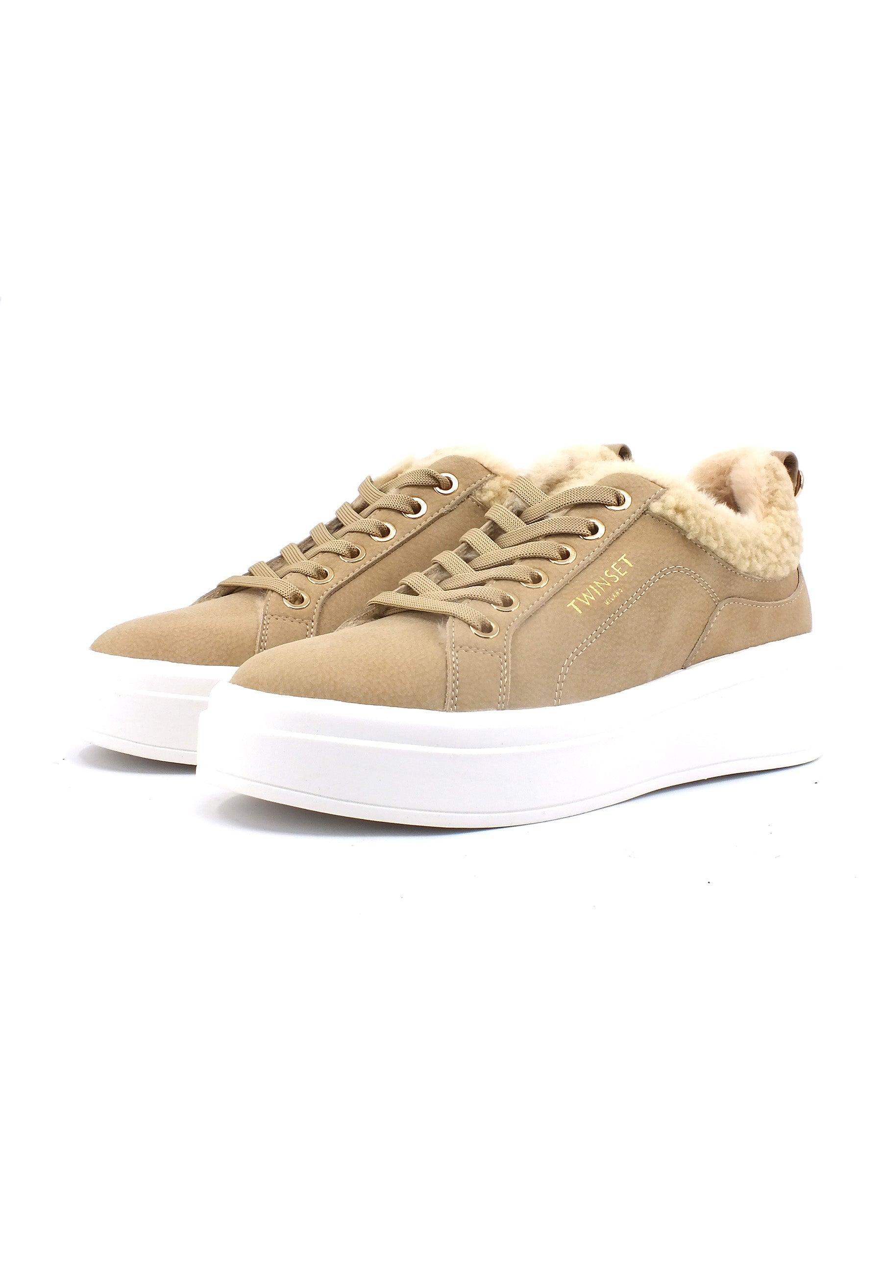 TWINSET Sneaker Pelo Donna Beige 232TCT200 - Sandrini Calzature e Abbigliamento