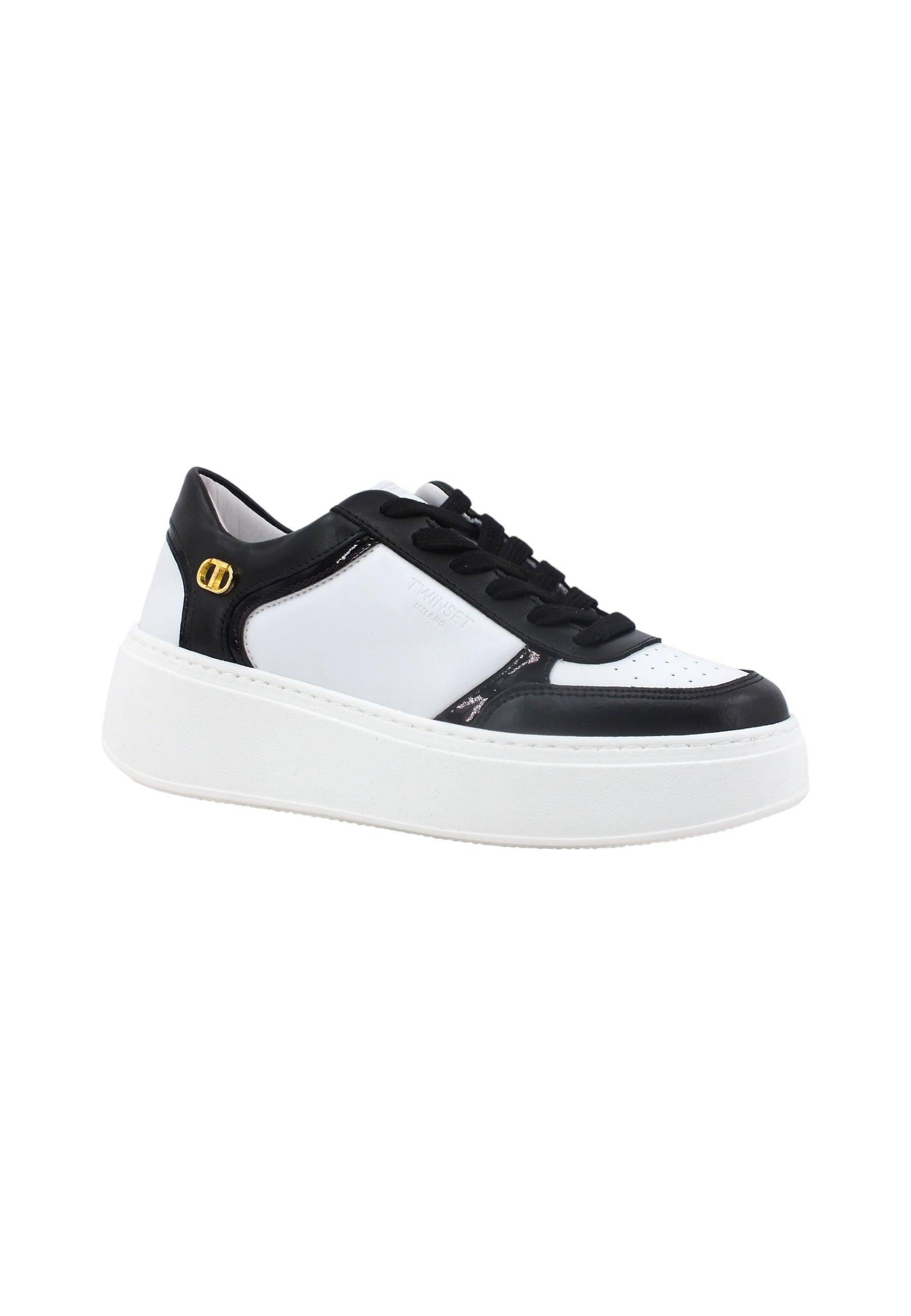 TWINSET Sneaker Platform Donna Bianco Ottico Nero 232TCT180 - Sandrini Calzature e Abbigliamento
