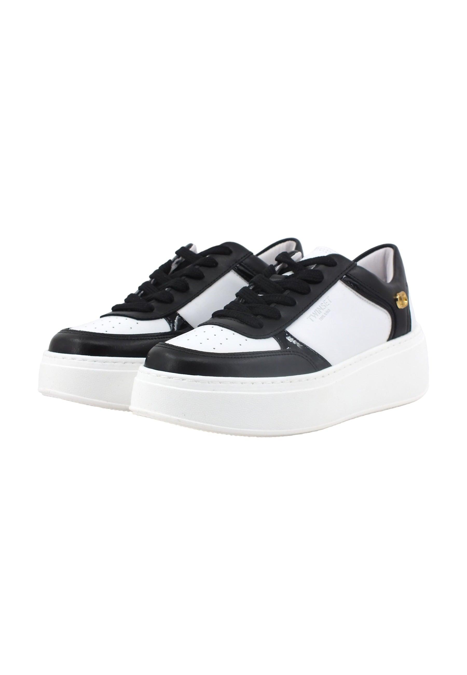 TWINSET Sneaker Platform Donna Bianco Ottico Nero 232TCT180 - Sandrini Calzature e Abbigliamento