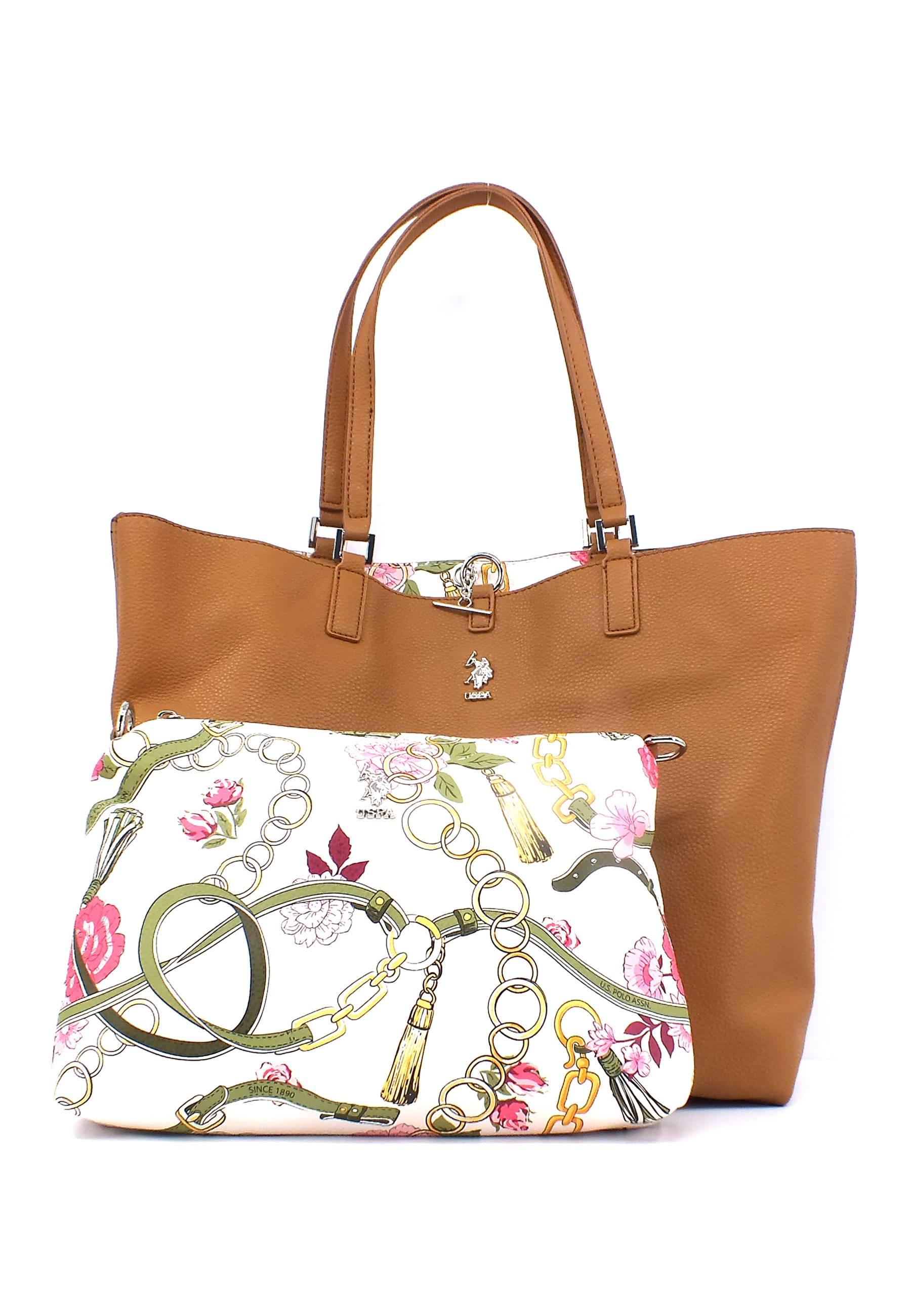 U.S. POLO ASSN. Rogersiville Borsa Shopping Con Pochette Tan BEURR6000WVG521 - Sandrini Calzature e Abbigliamento