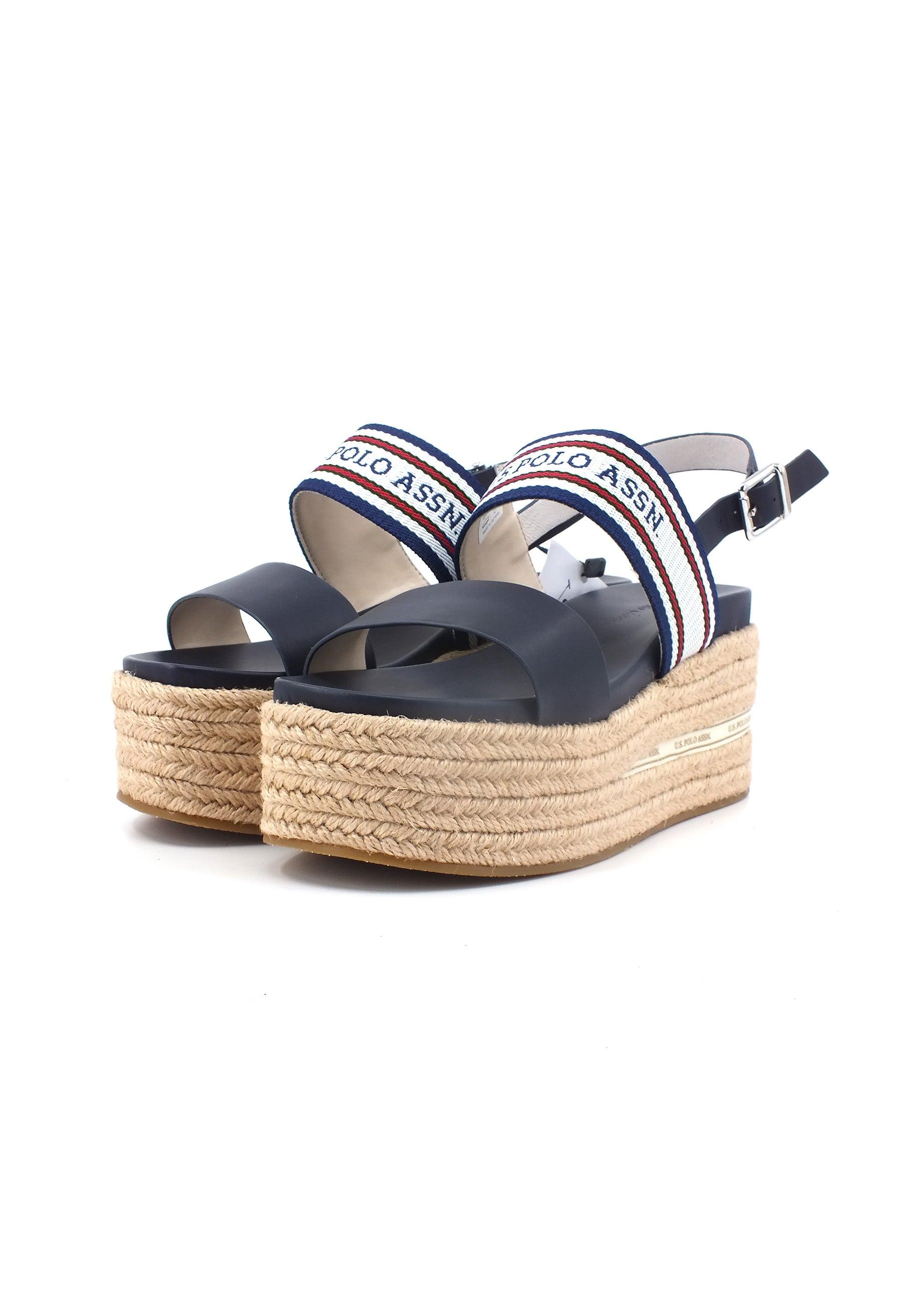 U.S. POLO ASSN: Sandalo Zeppa Donna Blue LOREN006 - Sandrini Calzature e Abbigliamento