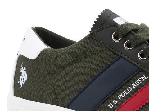 U.S. POLO ASSN. Sneaker Canvas Bande Dark Olive MARCS030 - Sandrini Calzature e Abbigliamento