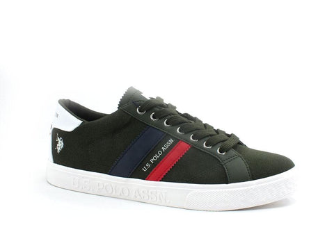 U.S. POLO ASSN. Sneaker Canvas Logo Verde Scuro - Sandrini Calzature e Abbigliamento
