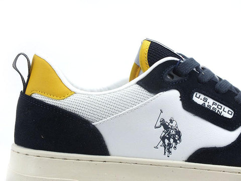 U.S. POLO ASSN. Sneaker Logo Eco Suede Bianco Blu - Sandrini Calzature e Abbigliamento