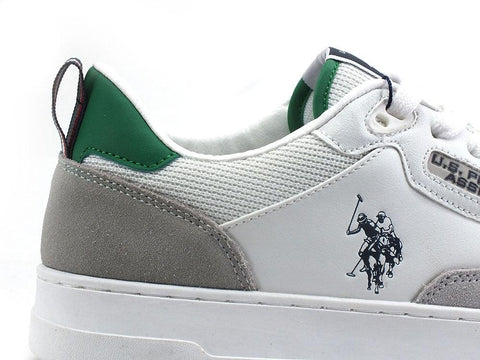 U.S. POLO ASSN. Sneaker Logo Eco Suede Bianco Verde - Sandrini Calzature e Abbigliamento
