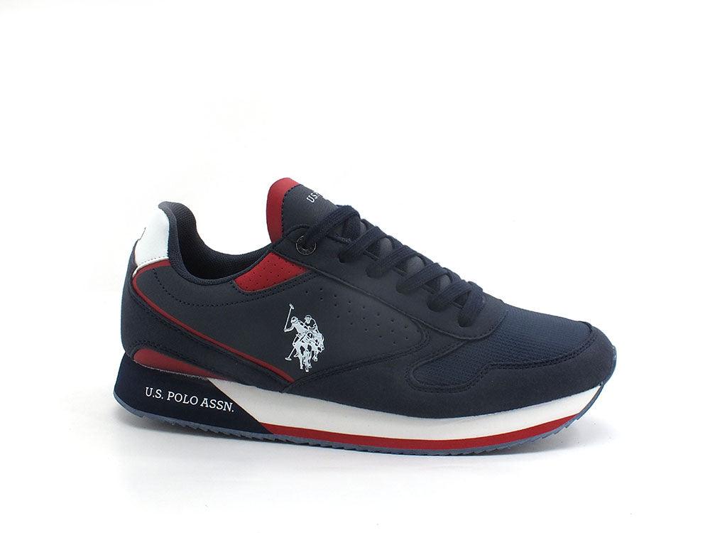 U.S. POLO ASSN. Sneaker Logo Eco Suede Blu Medievale Rosso - Sandrini Calzature e Abbigliamento
