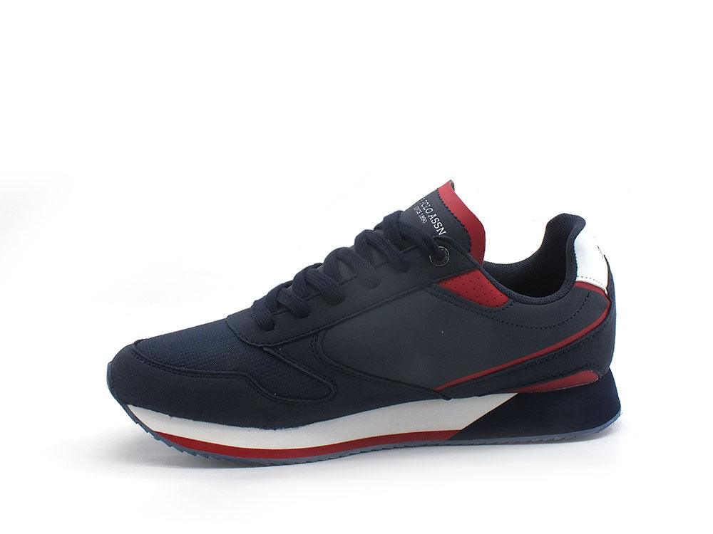 U.S. POLO ASSN. Sneaker Logo Eco Suede Blu Medievale Rosso - Sandrini Calzature e Abbigliamento