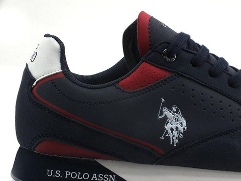 U.S. POLO ASSN. Sneaker Logo Eco Suede Blu Medievale Rosso - Sandrini Calzature e Abbigliamento