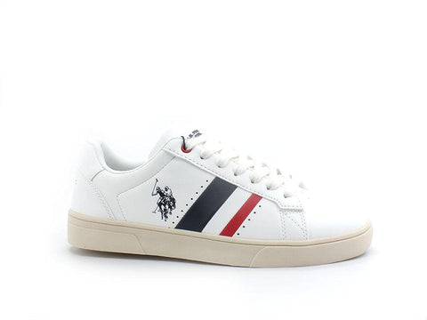 U.S. POLO ASSN. Sneaker Logo Pelle Bianco Blu Rosso - Sandrini Calzature e Abbigliamento