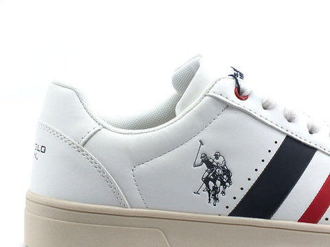 U.S. POLO ASSN. Sneaker Logo Pelle Bianco Blu Rosso - Sandrini Calzature e Abbigliamento