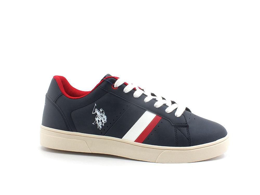 U.S. POLO ASSN. Sneaker Logo Pelle Blu Medievale Rosso - Sandrini Calzature e Abbigliamento