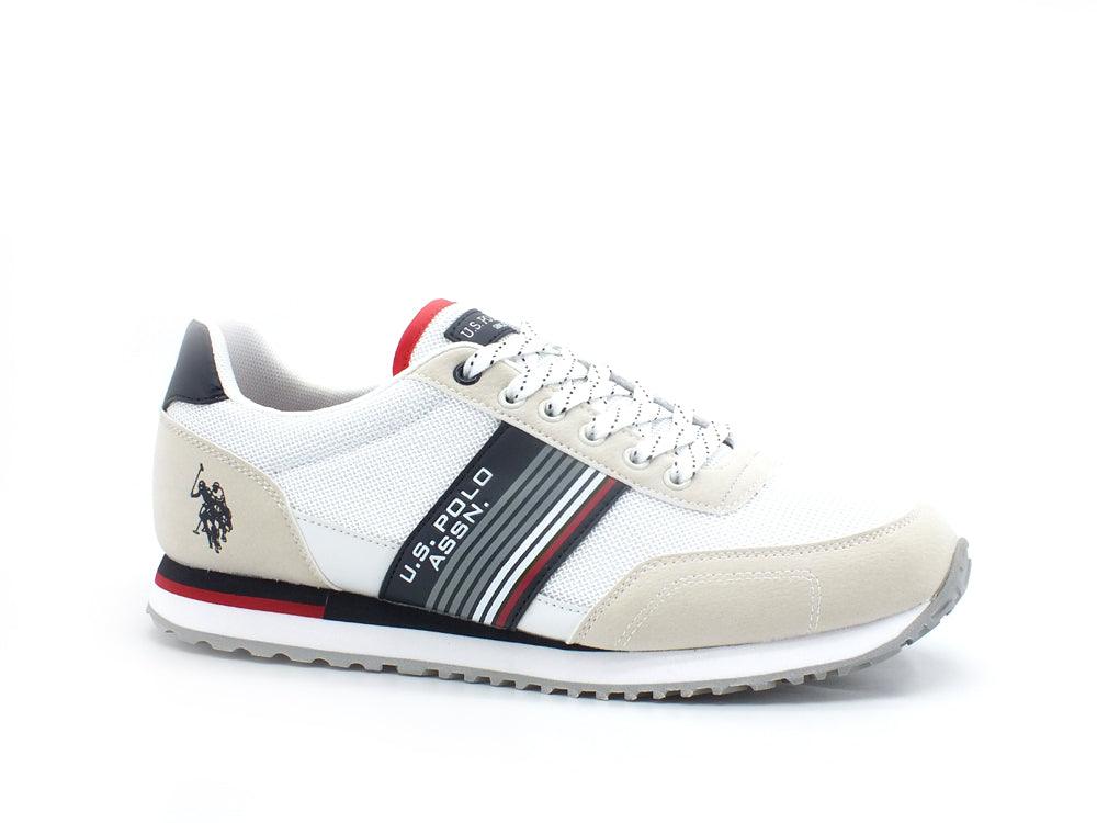 U.S. POLO ASSN. Sneaker Pelle Banda Bianco Blu - Sandrini Calzature e Abbigliamento