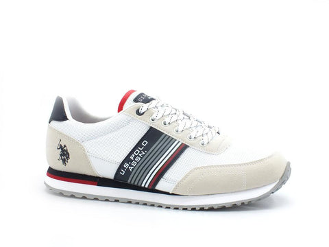 U.S. POLO ASSN. Sneaker Pelle Banda Bianco Blu - Sandrini Calzature e Abbigliamento