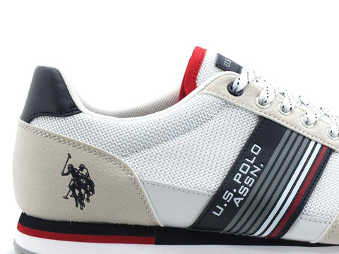 U.S. POLO ASSN. Sneaker Pelle Banda Bianco Blu - Sandrini Calzature e Abbigliamento