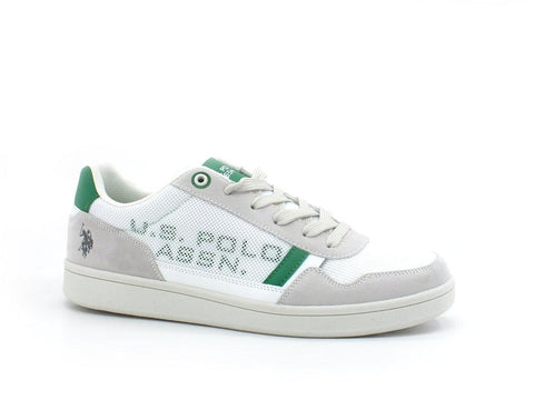 U.S. POLO ASSN. Sneaker Pelle Mesh Bianco Verde - Sandrini Calzature e Abbigliamento