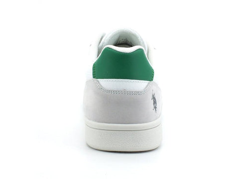 U.S. POLO ASSN. Sneaker Pelle Mesh Bianco Verde - Sandrini Calzature e Abbigliamento