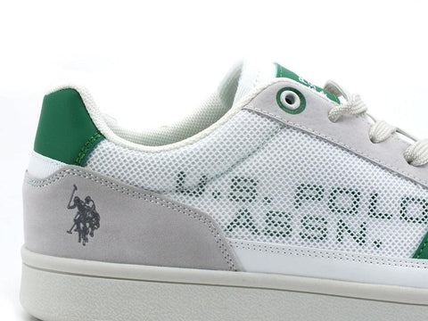 U.S. POLO ASSN. Sneaker Pelle Mesh Bianco Verde - Sandrini Calzature e Abbigliamento