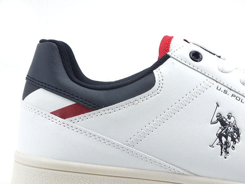 U.S. POLO ASSN. Sneaker Textile Logo Retro Bianco Blu - Sandrini Calzature e Abbigliamento