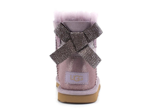 UGG K Mini Bailey Bow Glitz Stivaletto Pelo Shadow K1123617K - Sandrini Calzature e Abbigliamento