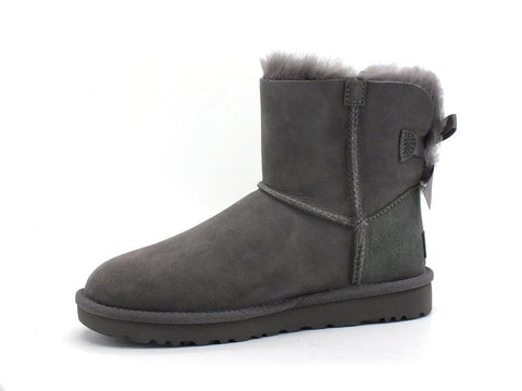 UGG W Classic Mini Bailey Bow II Stivaletto Pelo Grey W1016501 - Sandrini Calzature e Abbigliamento