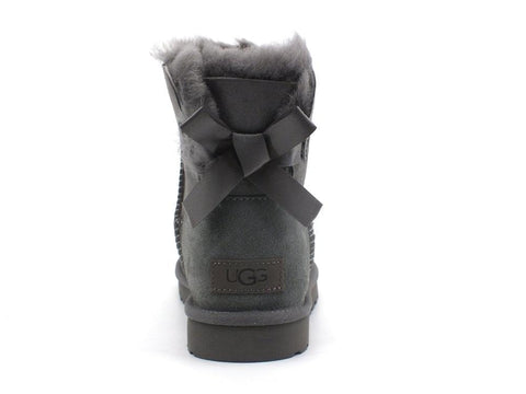 UGG W Classic Mini Bailey Bow II Stivaletto Pelo Grey W1016501 - Sandrini Calzature e Abbigliamento