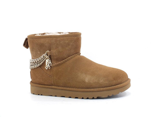 UGG W Classic Mini Chains Stivaletto Pelo Chestnut W1123668 - Sandrini Calzature e Abbigliamento