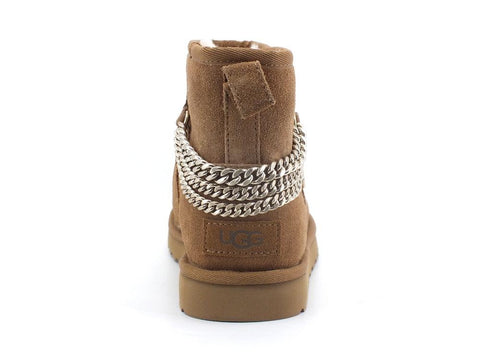 UGG W Classic Mini Chains Stivaletto Pelo Chestnut W1123668 - Sandrini Calzature e Abbigliamento