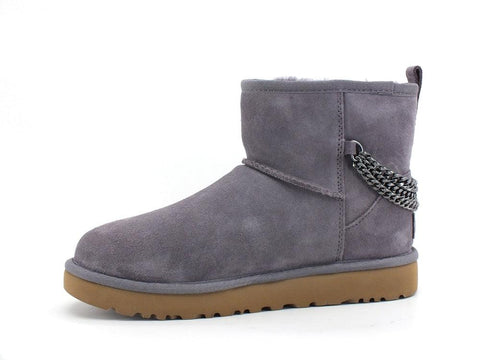 UGG W Classic Mini Chains Stivaletto Pelo Shade Grey W1123668 - Sandrini Calzature e Abbigliamento